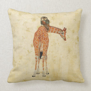 Almohada floral adornada ambarina de la jirafa y