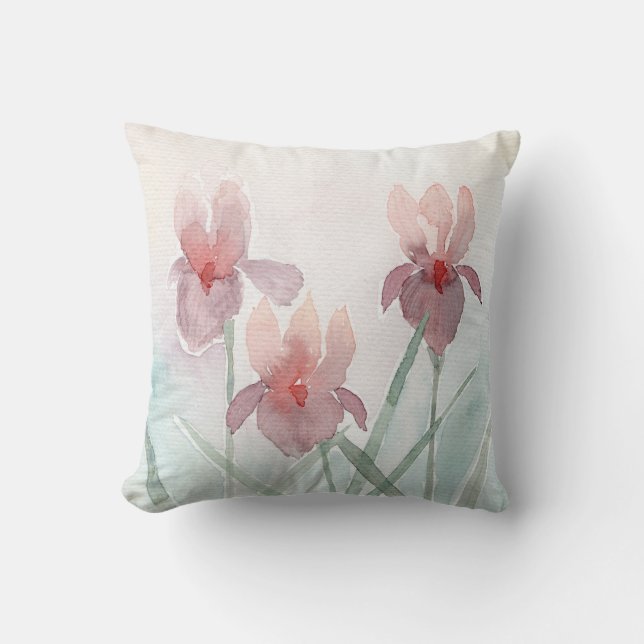 Almohada Floral Aquarela Iris (Anverso)