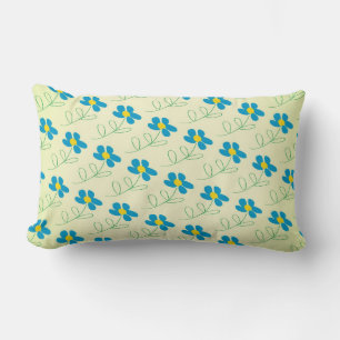 Almohada floral azul cúrcuma