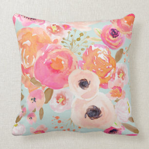Almohada floral azul de Rubor de la floración de