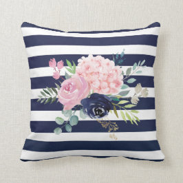 Almohada floral azul rosa y marina