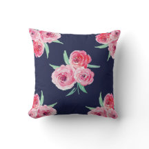 Almohada floral azul rosa y marina