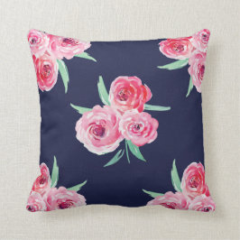 Almohada floral azul rosa y marina