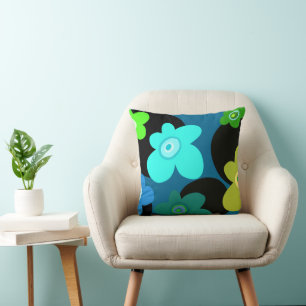 almohada floral azul y verde