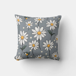 almohada floral blanca con centro amarillo