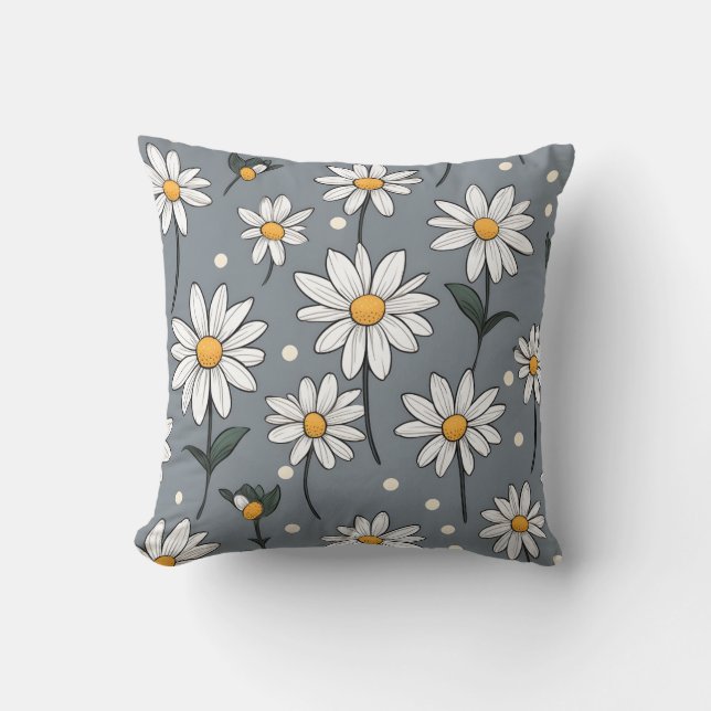 almohada floral blanca con centro amarillo (Anverso)