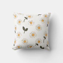 almohada floral blanca con centro amarillo