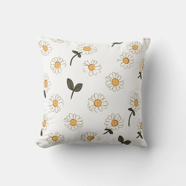 almohada floral blanca con centro amarillo (Anverso)