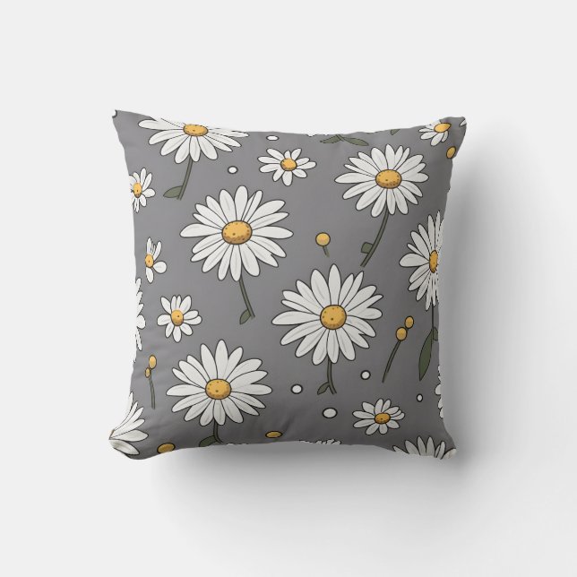 almohada floral blanca con centro amarillo (Anverso)
