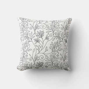 Almohada floral blanco y negro