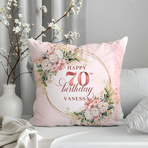 Almohada Floral Bohemio Rosa Polvoriento Cumpleaño