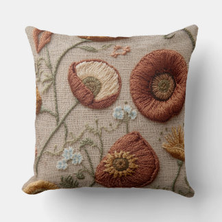 Almohada Floral Bordada Rústica – Diseño Bloom