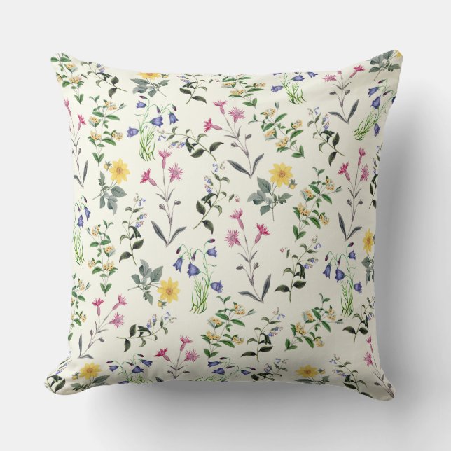 Almohada floral botánica 20x20 de los Wildflowers (Anverso)