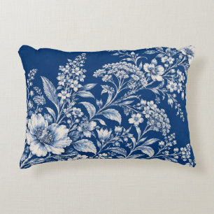 Almohada floral botánica azul real