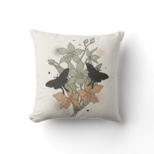 Almohada Floral Botánica Mariposa Melocotón Salvia