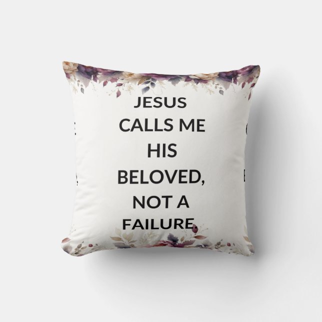 Almohada floral con una simple cita religiosa (Anverso)