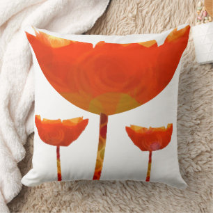 Almohada floral de amapola moderna amarilla y nara