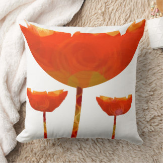 Almohada floral de amapola moderna amarilla y nara