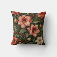 Almohada floral de Amarilis de Navidad y adorno