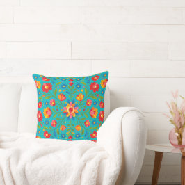 Almohada floral de arte popular