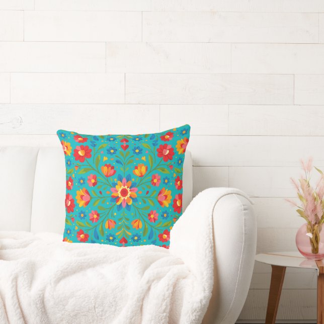 Almohada floral de arte popular (Sofá)