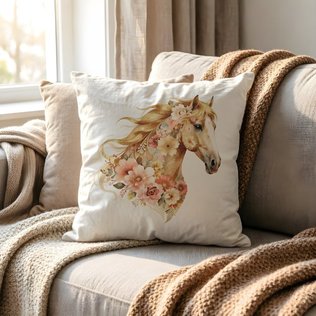 Almohada floral de caballo decoración boho ecuestr (Subido por el creador)