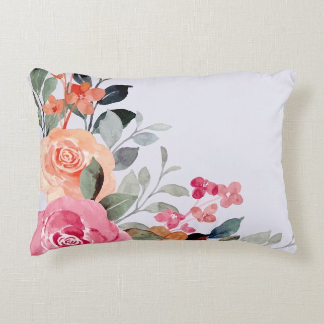 Almohada floral de colores silvestres y acuarelas (Anverso)