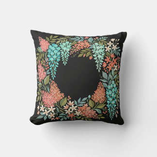 Almohada floral de coral de lilas