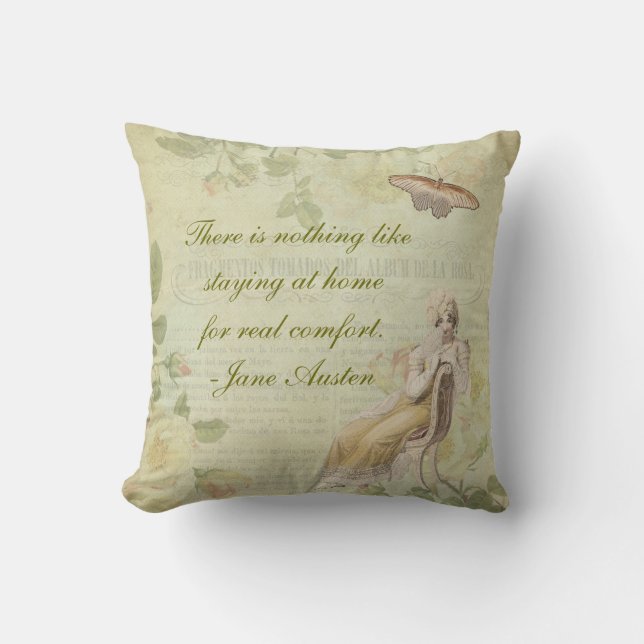 Almohada floral de Jane Austen (Anverso)