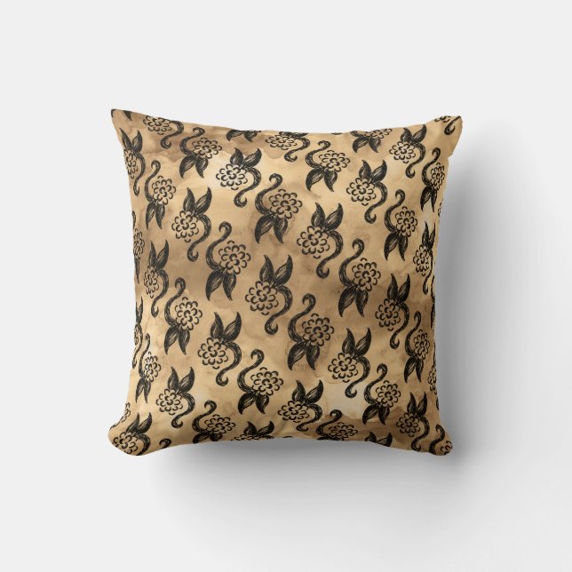 Almohada floral de la acuarela de Brown (Anverso)