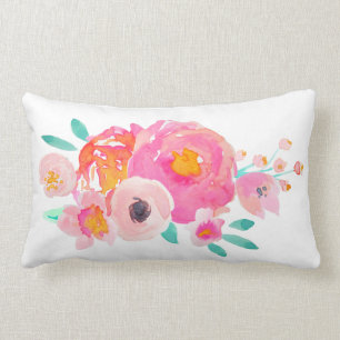 Almohada floral de la acuarela de la floración de