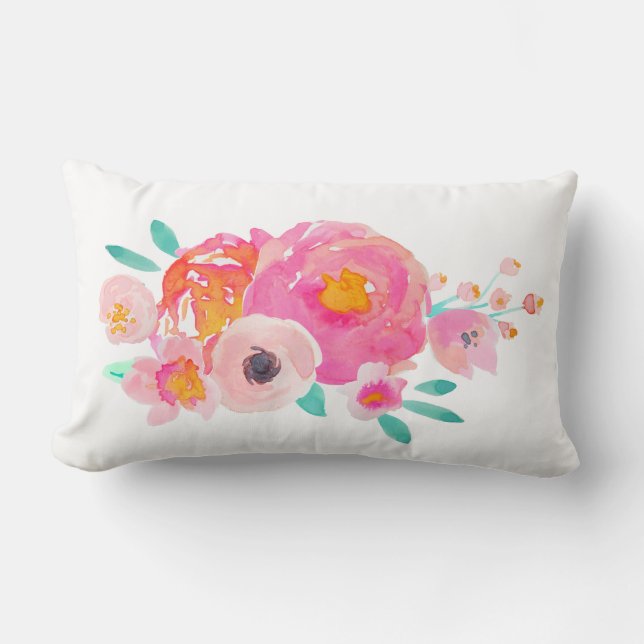 Almohada floral de la acuarela de la floración de (Anverso)