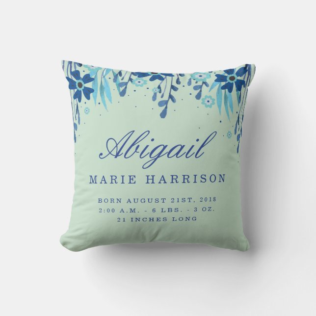 Almohada floral de la invitación del nacimiento (Anverso)