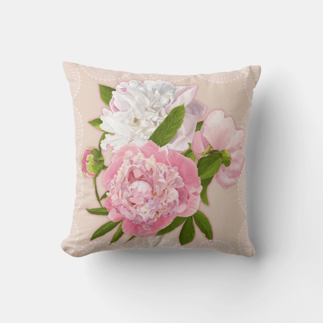 Almohada floral de los Peonies (Anverso)