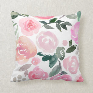 ALMOHADA FLORAL DE LOS ROSAS DE LA ACUARELA DE LA