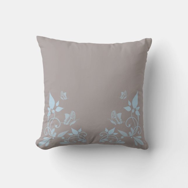 Almohada floral de mariposa azul (Anverso)