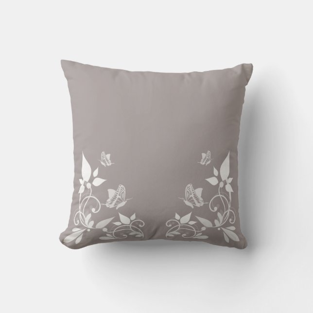 Almohada floral de mariposa de marfil (Anverso)