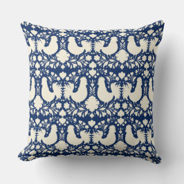 Almohada floral de pollo de arte popular
