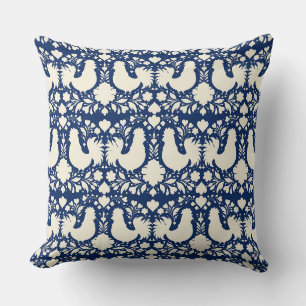 Almohada floral de pollo de arte popular