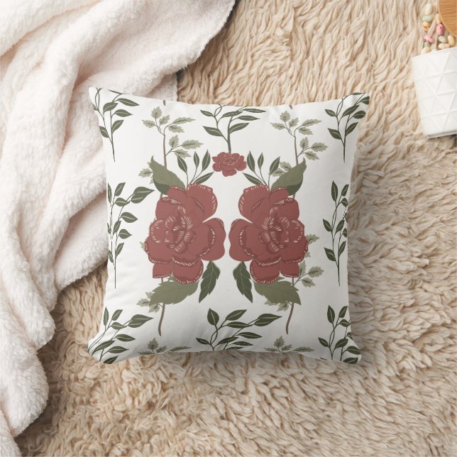 Almohada floral de roya y vegetación (Manta)