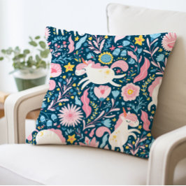 Almohada floral de unicornio, animal caprichoso
