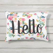Almohada floral del hola al aire libre