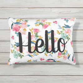 Almohada floral del hola al aire libre