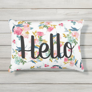 Almohada floral del hola al aire libre