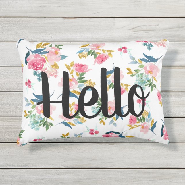 Almohada floral del hola al aire libre (Anverso)