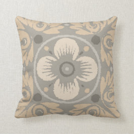 Almohada floral del modelo del damasco en gris,
