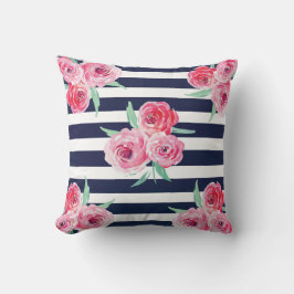 Almohada floral del rosa y de los azules marinos