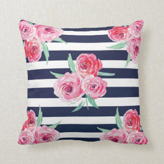 Almohada floral del rosa y de los azules marinos