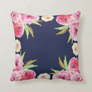 Almohada floral del rosa y de los azules marinos