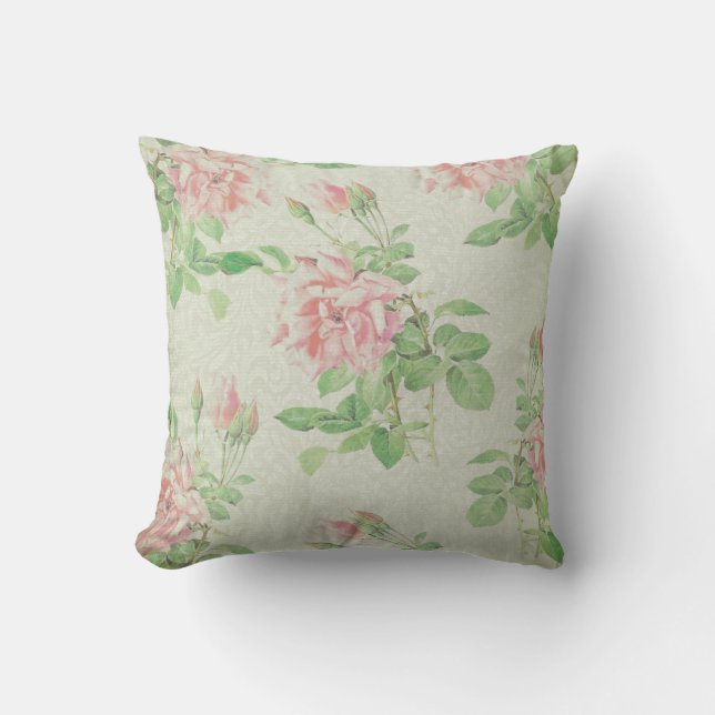 Almohada floral del rosa y del verde (Anverso)